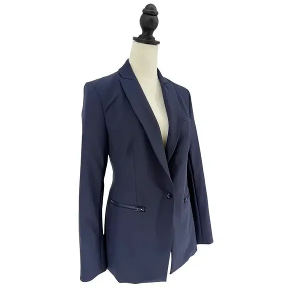 Quince Scuba Dickey Jacket in Navy Blue Cashmere Dickey Blazer Insert Size Small - Picture 6 of 16